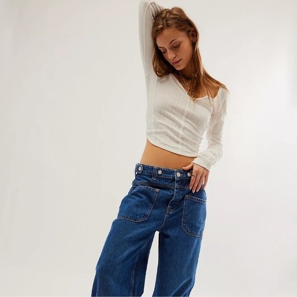 Free People Eyes On You Pointelle Long Sleeve - Ivory - size small SOLD OUT - Picture 3 of 4